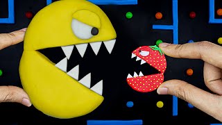 Strawberry Pacman Monster Fighting Crazy Ghost   Pac Man In Real Life
