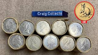 Live Sunday Night Australian 50c &amp; $1 coin roll noodling