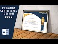 How to premium golden certificate design in ms word 2020  copyright free template download