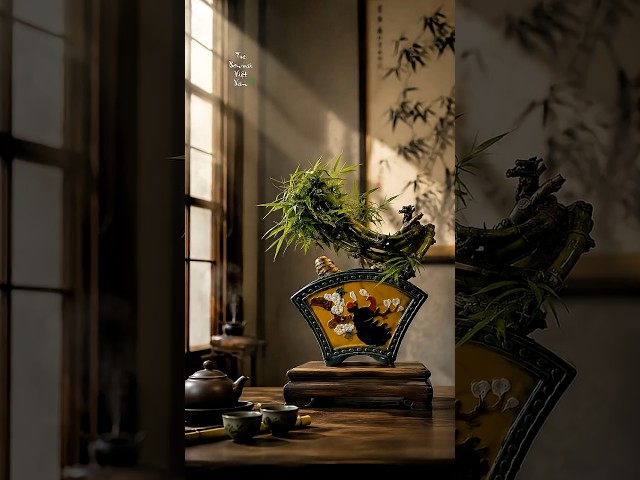 Thưởng trà ngắm tre bonsai dáng dị không đụng hàng