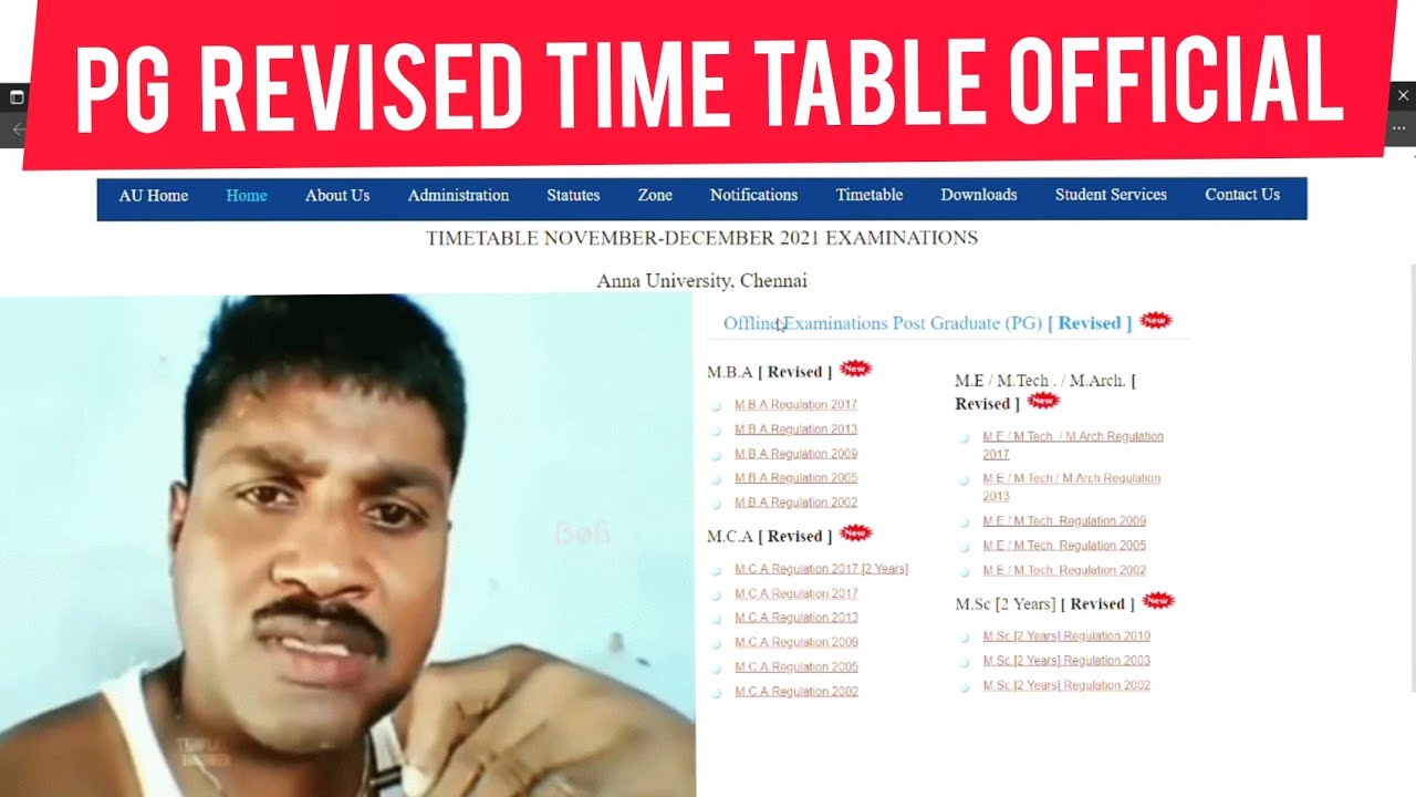pg new timetable || pg new update || anna university pg time table