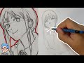 Character drawing ~ Makima Chainsawman // silent video pencil sketching and nature sounds
