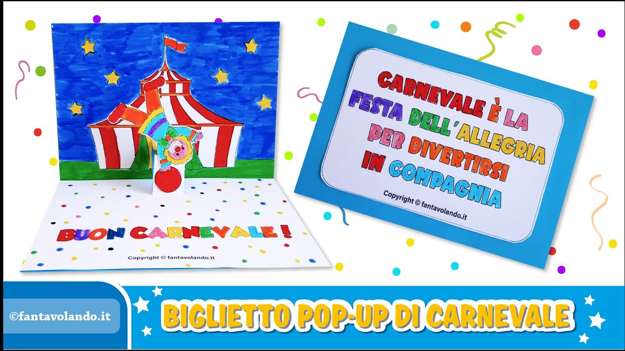 Carnevale: biglietto pop-up con il pagliaccio - Fantavolando