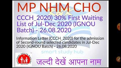 MP NHM CHO JULY TO DECEMBER 1st 30 %waiting list
