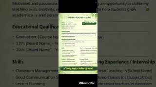 Resume Kaise Banaye 2026 | Fresher Teacher Resume Tips | CV Shortlist Kaise Kare | Delhi NCR Jobs