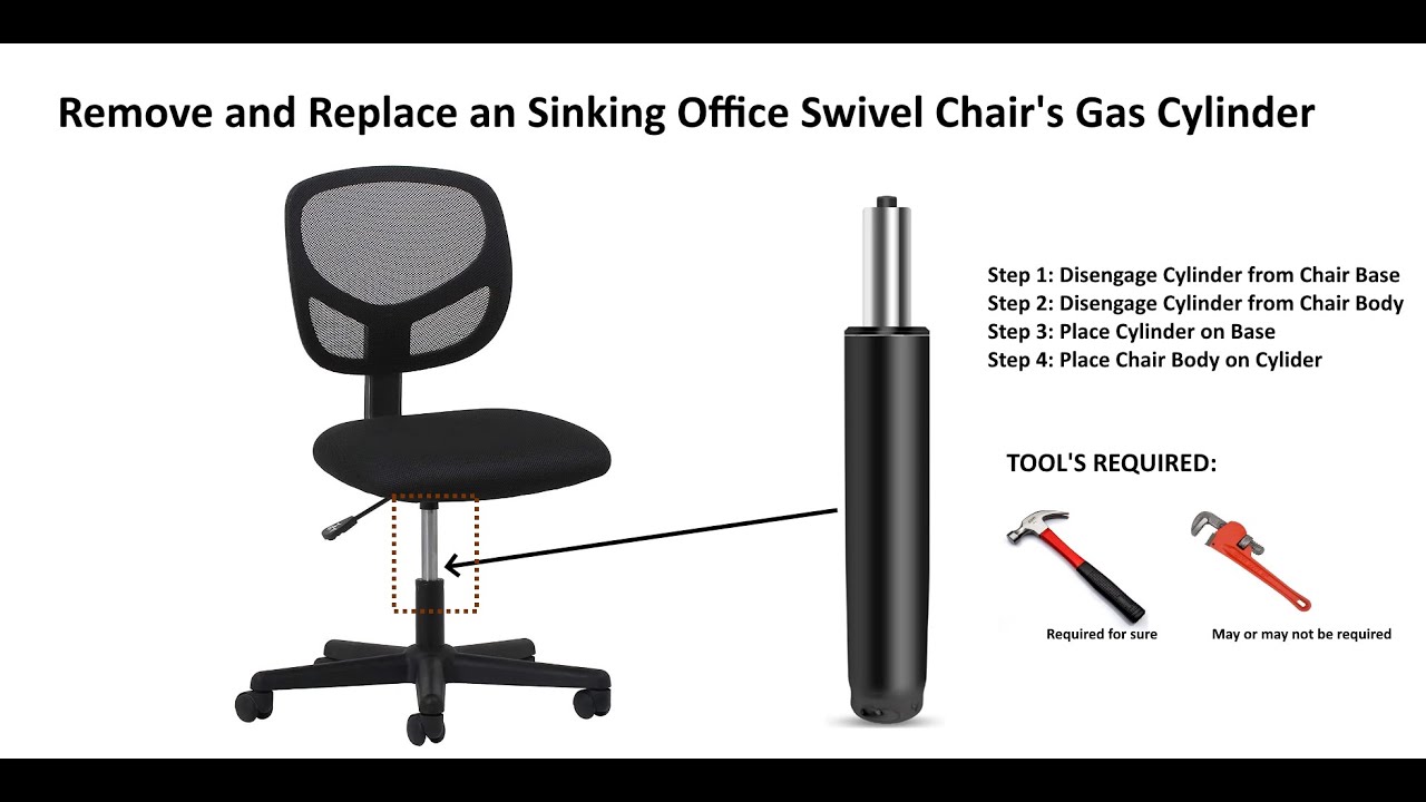 Remove and Replace an Sinking Office Swivel Chair's Gas Cylinder - YouTube