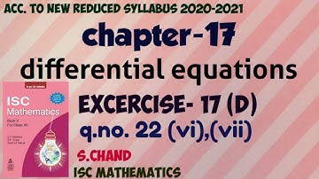 Differential equations Ex-17(d).5 | class12 | isc | s chand