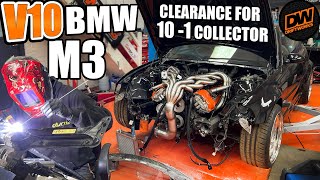 V10 BMW M3 making more clearance for 10 into 1 headers