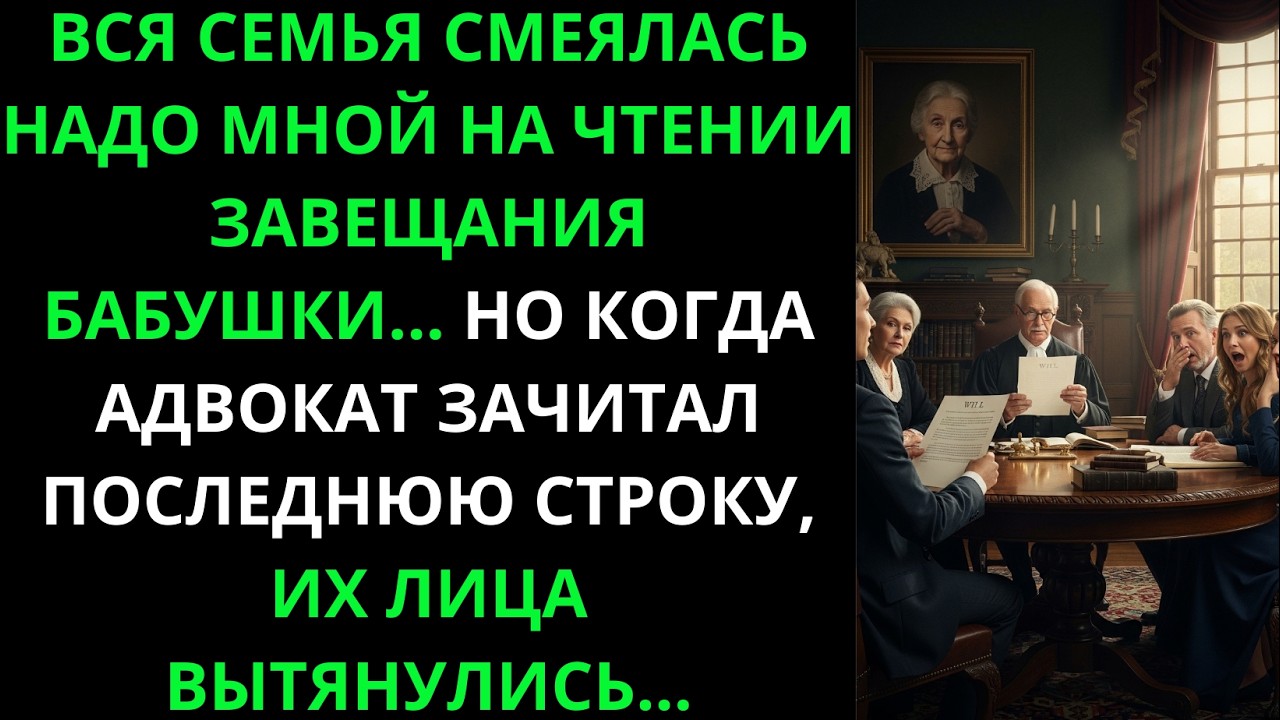 Вся семья смеялась надо мной на чтении завещания… Пока адвокат не зачитал последнюю строку...