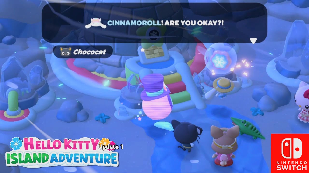 Hello Kitty Island Adventure Switch: Cinnamoroll Solve on Icy Peak! Quest Mountains Hopes