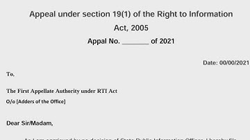 RTI First Appeal Application Format | How to Write RTI First Appeal | RTI first Appeal in English