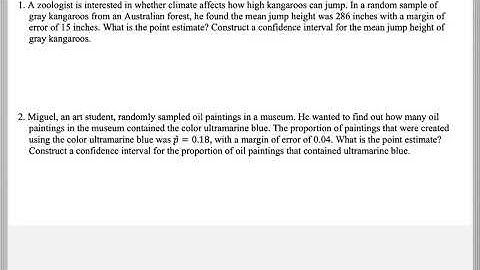 Math 209 : 8.1 #1 (Statistics Tutorial : Confidence Intervals)