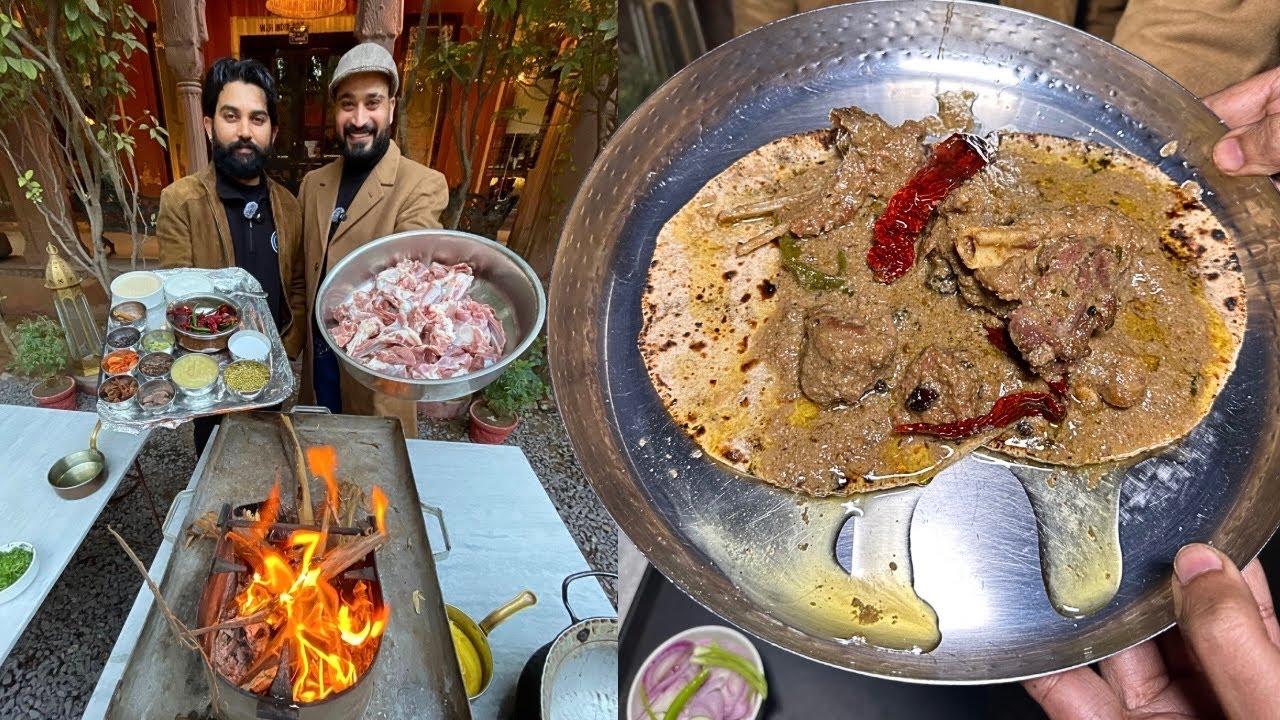 भैरव हवेली Bikaner का चूल्हे पे बना (उजलो मांस) recipe | Rajasthani ￼desert style ￼White Mutton 