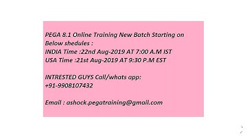Pega 8.1 Latest Version Online Training classes New Batch Update