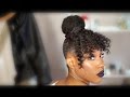 High Bun + Faux Curly Bangs on Super Short Hair | SheemaJtv