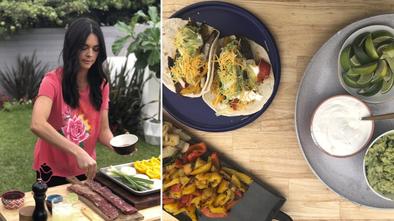 Katie Makes Grilled Skirt Steak Fajitas | Katie Lee Eats Meat, In Sweats | Food Network