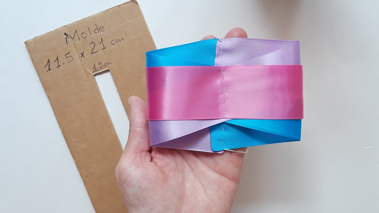 Como hacer Moño Fácil y Rápido con Molde de Cartón. Moños de Listón para Niñas.
