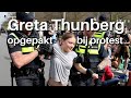 Arrestatie van greta thunberg door politie bij klimaatprotest