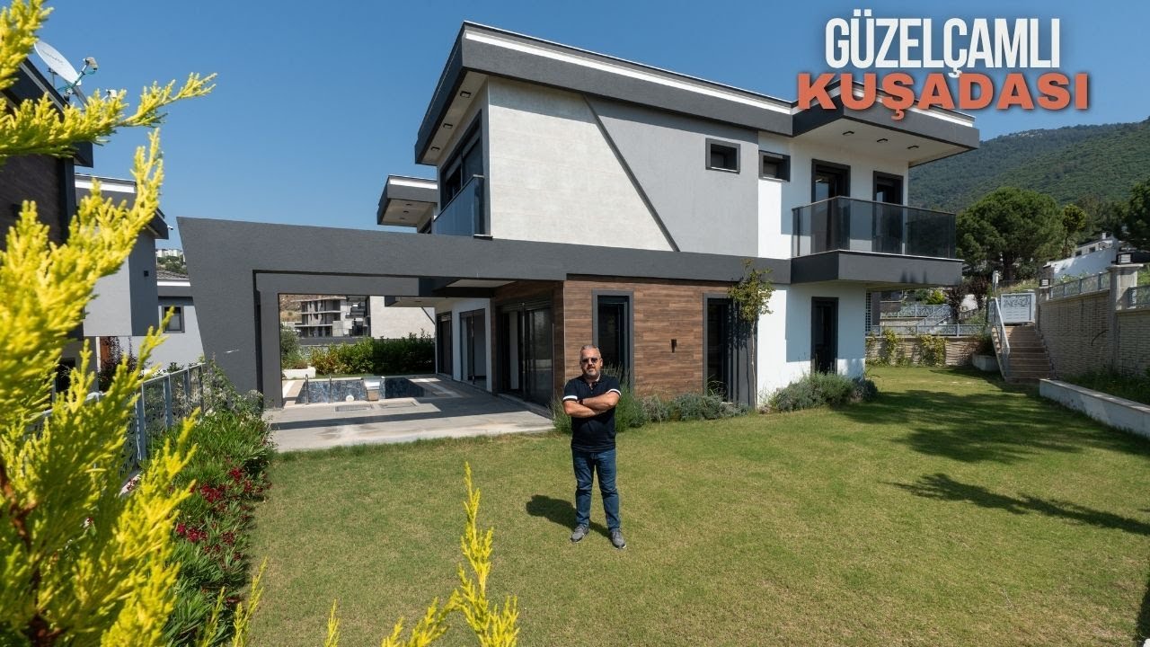 Kuşadası Güzelçamlı'da Bol Oksijenli Deniz Manzaralı Geniş ve Ferah Satılık Villa 
