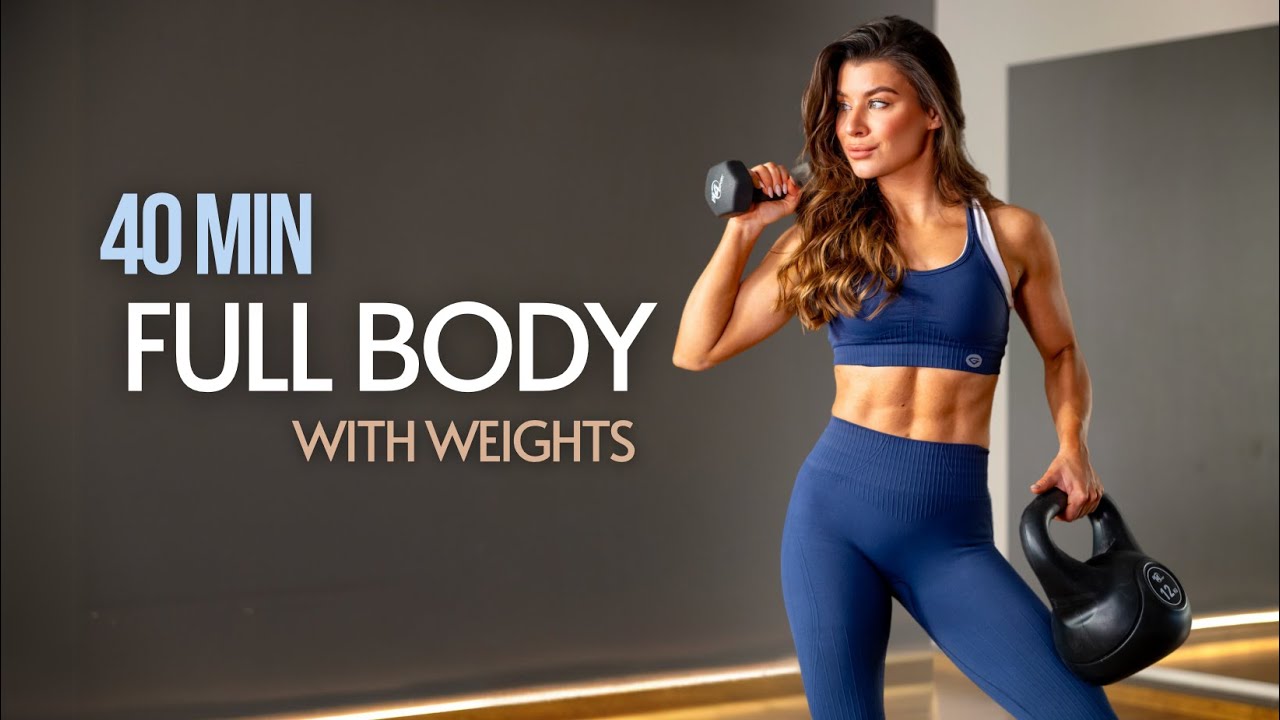 40 MIN Full Body with WEIGHTS No jumping low impact | Dumbbell ...