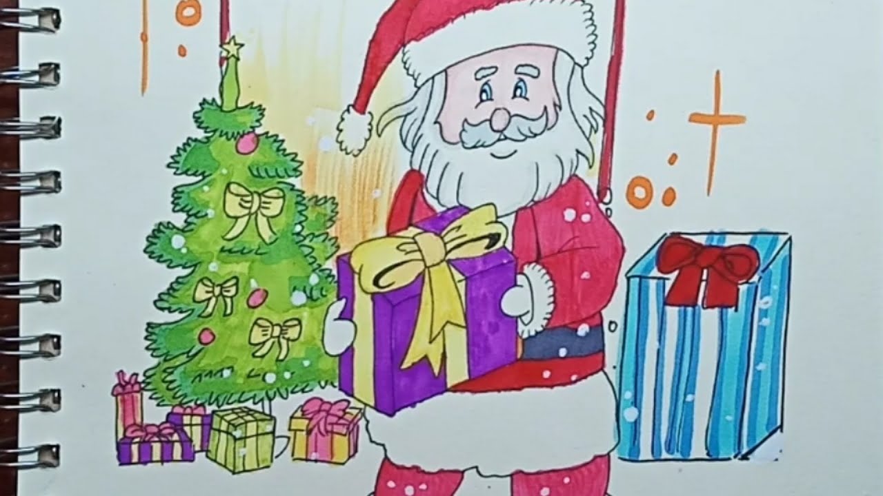 Tranh vẽ đề tài giáng sinh | Cách vẽ Ông già Noel | Tổng quát các kiến thức liên quan vẽ giáng sinh chi tiết nhất