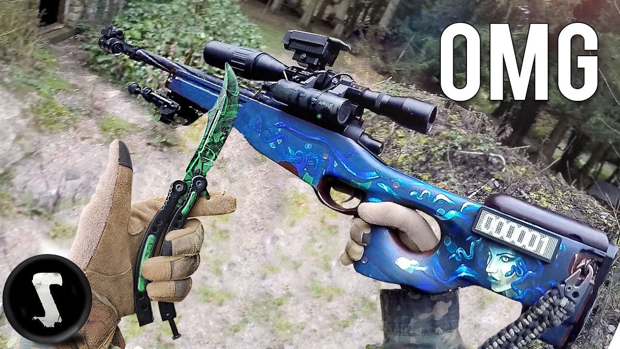 Using $1300 REAL CSGO Weapons In Airsoft War!!