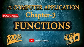 Plus two computer application | Commerce | Chapter 3- Functions | Focus area