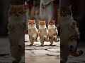 ふわふわな3匹の猫によるコザック風ダンス