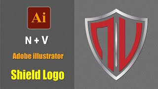 How to Design Shield Logo in Adobe Illustrator | N V Letter Logo