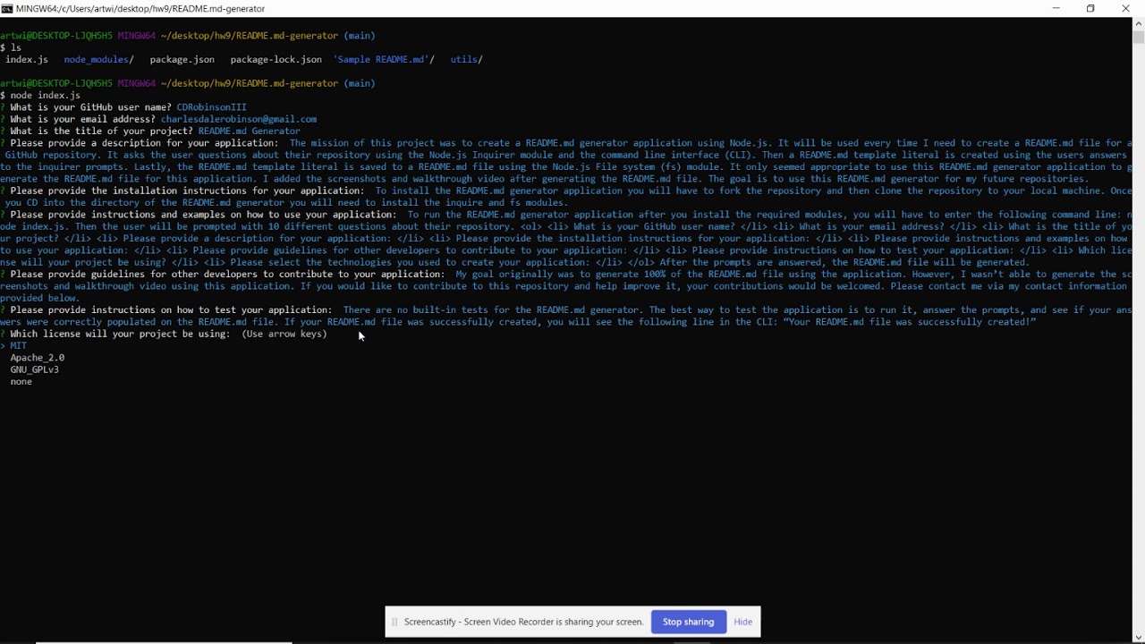 README.md Generator Application Walkthrough - YouTube