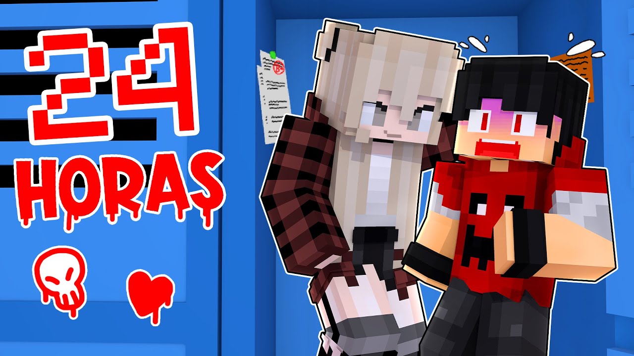 Fiquei PRESO 24 HORAS com a VALENTONA no Minecraft