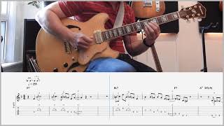 Billie's Bounce Wes Montgomery Solo, with Tablature Transcription for Guitar Resimi