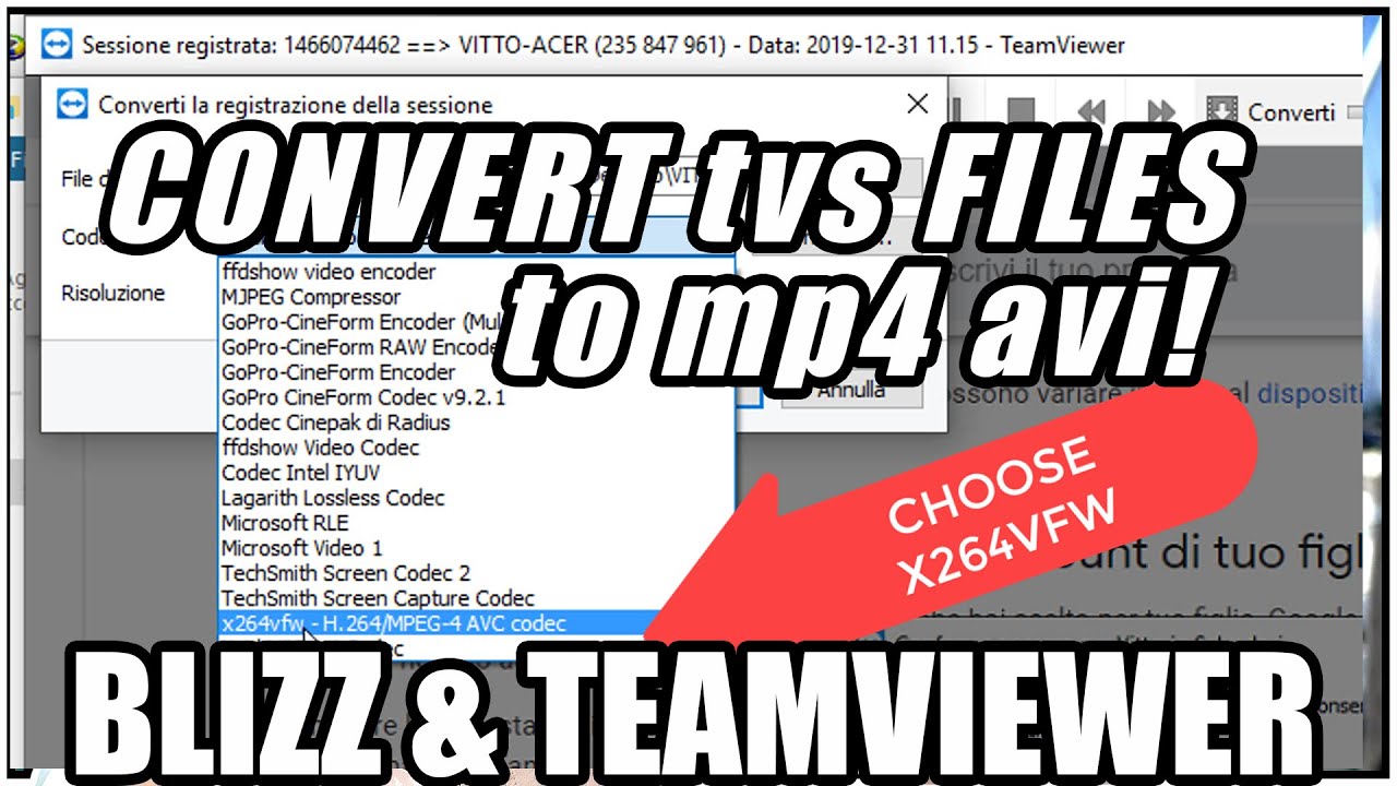 How to convert tvs Teamviewer Blizz to mp4 AVI - YouTube