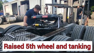Raised 5th wheel install at Dub's Big Rig Rehab in Macon, GA. Tank unloaders need a raised one.
