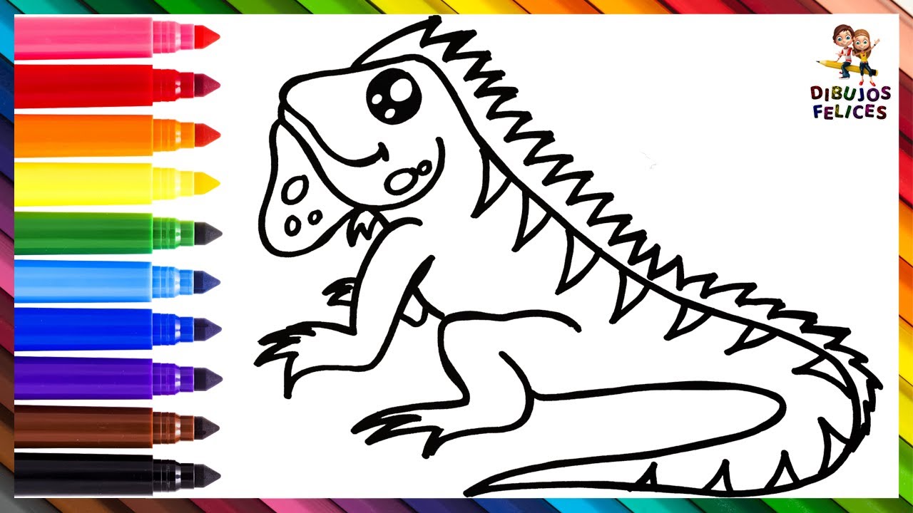 Cómo Dibujar Una Iguana ???? Dibuja y Colorea Una Linda Iguana Arcoiris ????  Dibujos Para Niños - YouTube