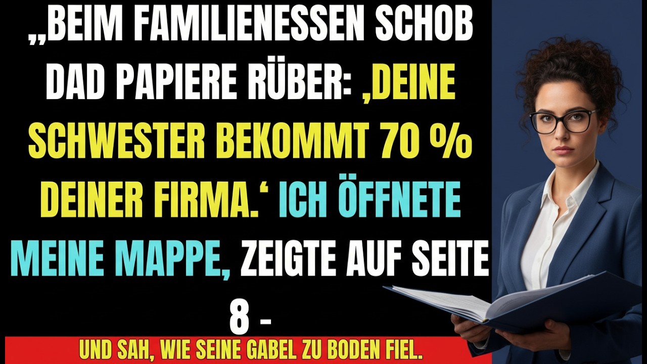 Mein Vater forderte, dass meine Schwester 70 % bekommt – meine Antwort ließ seine Gabel fallen…