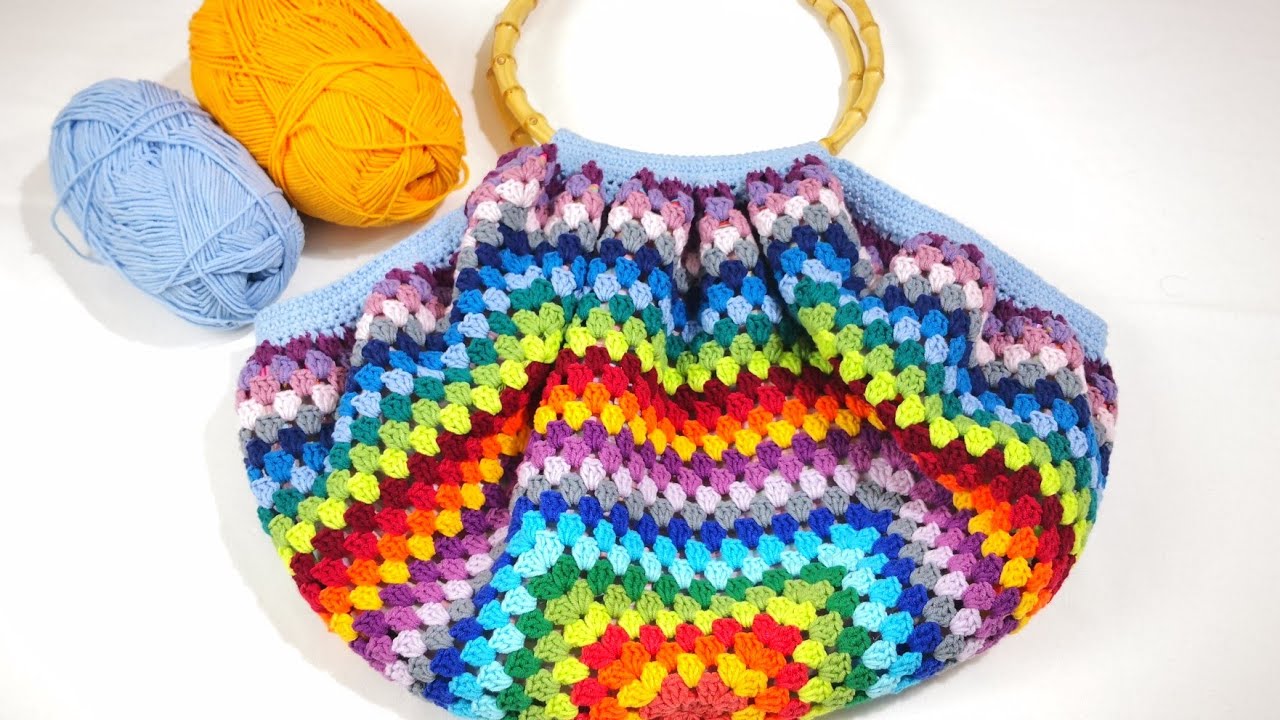 Tığ işi Kolay Kare Motifle Torba Çanta Yapımı