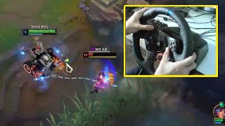 Playing Blitzcrank On Steering Wheel (Trolling?)