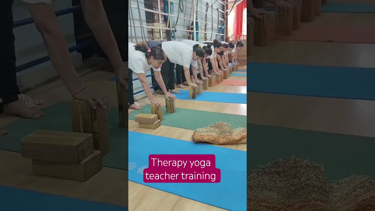 therapy yoga teacher training, use of props belt, bricks, rope bloster etc.