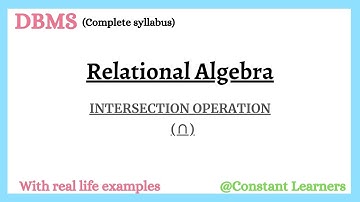 37. Intersection Operation |Relational Algebra |DBMS| #relational_algebra_query #databasemanagement