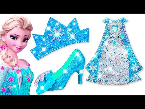 Play Doh Making Colorful Sparkle Disney Princess Frozen Elsa Dress High Heels Crown Castle Toys