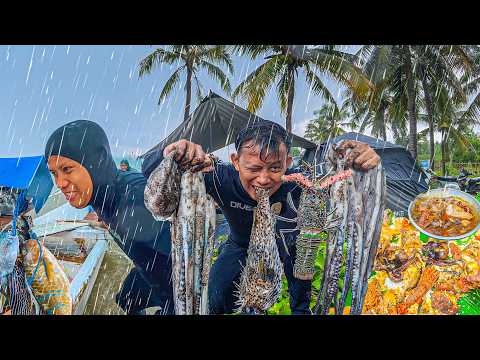 CAMPING HUJAN DERAS 🌧️ PANEN GILA MUKBANG GURITA, LOBSTER 🦑🔥