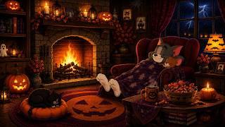 🎃 Tom & Jerry Cozy Halloween Ambience 🐱🐭 | Rain, Thunderstorm & Fireplace Sounds for Sleep 8 Hours screenshot 5