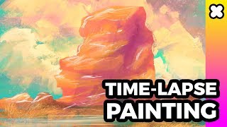TIME-LAPSE PAINTING - Teal and Orange (Procreate App, iPadPro, Apple Pencil)