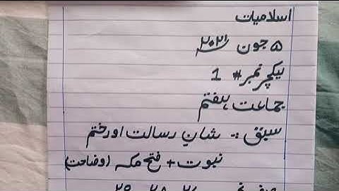 Islamiat Class VII June Lecture#1