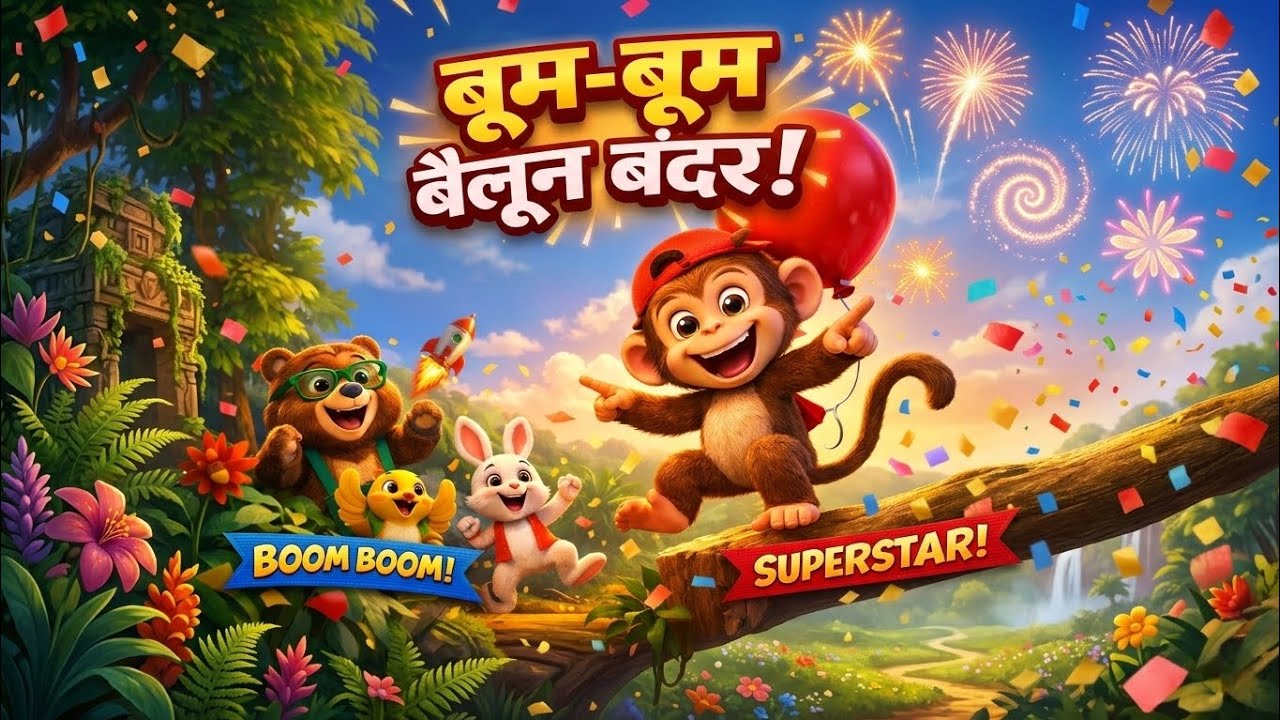Boom-Boom Balloon Bandar | “बूम-बूम बैलून बंदर” 🐵 | new kids song ...