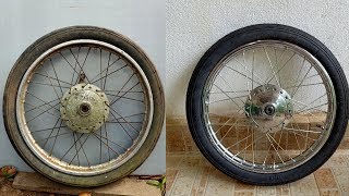 Motorbike Front wheel hub Restoration and polishing | How to Spoke a Motorbike Wheel