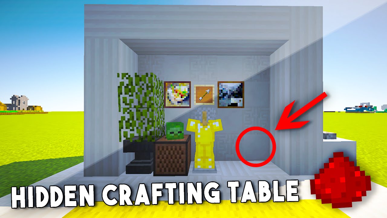 Hidden Redstone Crafting Table Minecraft Redstone Tutorial Xbox Ps4 Wii U Youtube