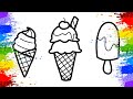 Ice Cream coloring and drawing for Kids | Let&#39;s draw it together