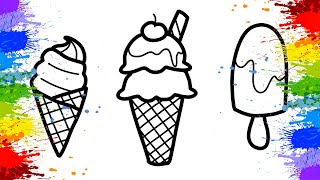 Ice Cream coloring and drawing for Kids | Let&#39;s draw it together